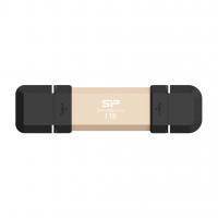SP Silicon Power DS72 1TB Portable SSD - USB 3.2 Gen 2 Dual USB-C & USB-A - Up to 1050MB/s, Gold - SP001TBUC3S72V1G