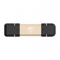 SP Silicon Power DS72 2TB Portable SSD - USB 3.2 Gen 2 Dual USB-C & USB-A - Up to 1050MB/s, Gold - SP002TBUC3S72V1G