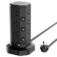 AU 17-in-1 Tower Power Board 2M Cord, 12 Outlets with USB-C/A, Individual Switches, Overload Protected Vertical Power Strip