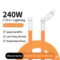 USB-Cables-Generic-240w-PD-USB-Type-C-Lightning-Flat-Silicon-Cable-Orange-1-2m-CB-2IN1-1-2M-F-Orange-2