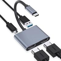 Generic 4 In 1 USB C to 2xHDMI + USB 3.0 100W PD with USB C to HDMI Splitter (ADC-4IN1-HDMI)