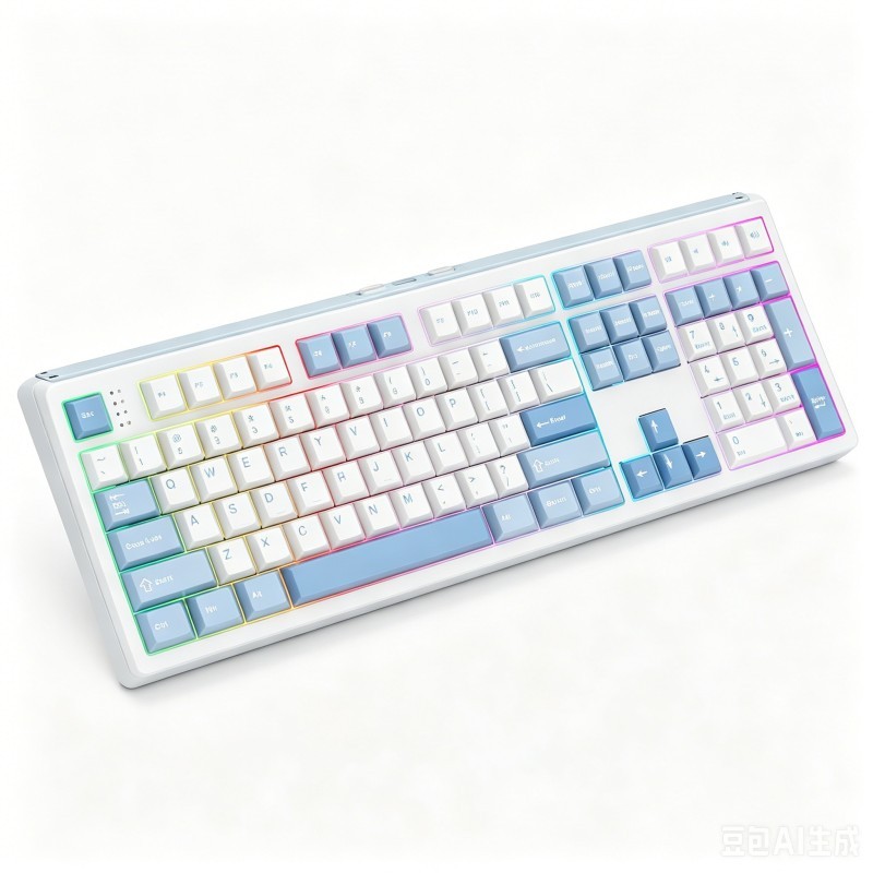 EPOMAKER TH108 Full Size Mechanical Keyboard, Wireless Gaming Keyboard, 108 Keys, Hot Swap, Custom Driver, RGB(Blue White, Creamy Jade)