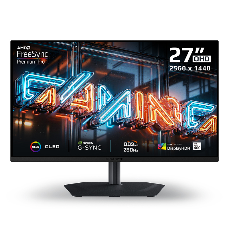 Gigabyte 27in QHD QD-OLED 280Hz FreeSync Premium Pro Gaming Monitor (MO27Q2A)