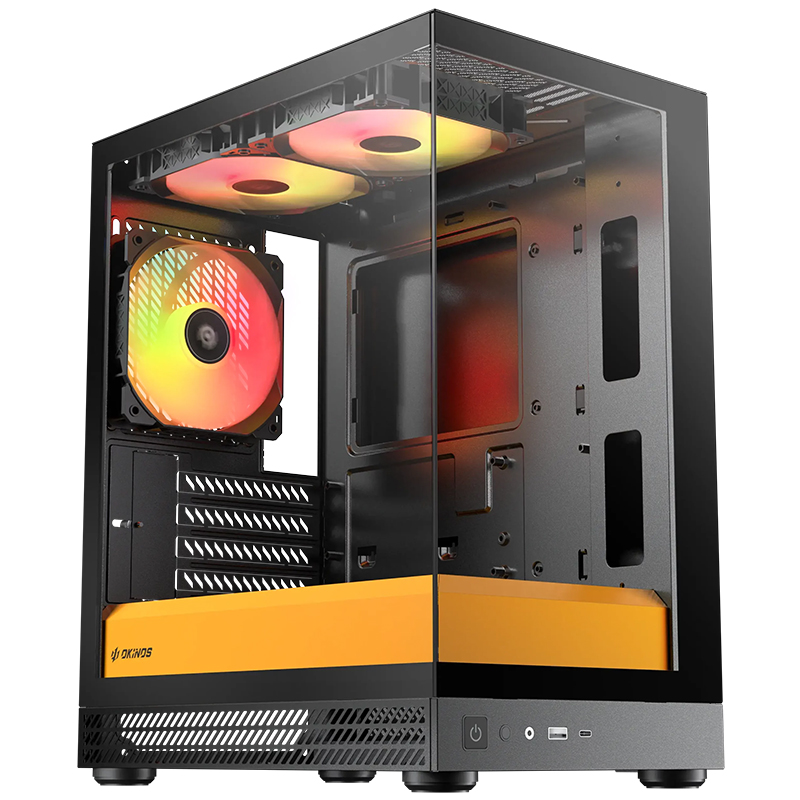 Okinos AQUA UNO Tempered Glass Mini Tower mATX Case - Canary (AQUA UNO CANARY)
