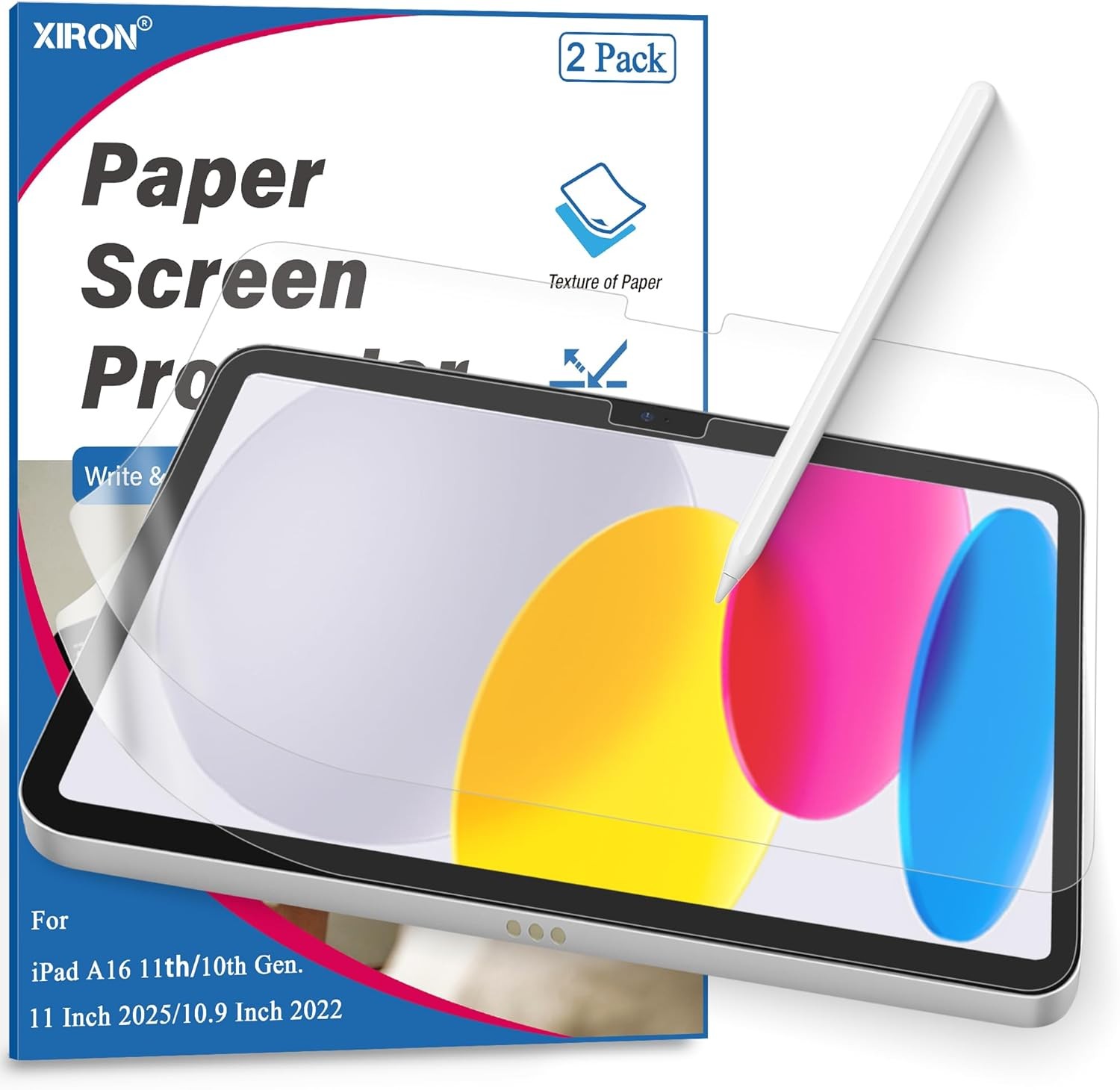 2 pc Screen Protector for iPad A16 2025 11th/10th 2022 Generation (11-inch/10.9), Tempered Glass Film Guard -Clear keyboard ipad pencil pen Stylus