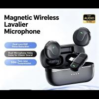 Wireless Lavalier Lapel Microphone  100M Long Range Bidirectional Monitoring Mic with Voice Changer  Dual DSP Noise Cancelling Clip-on Recording Micro