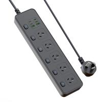 2M Individual Switched Surge Protected Power Board | 5 AC +2 USB-A+4 USB-C Wall Mount Power Strip, White Home Office Dorm Use-Black | VELORICA