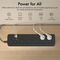 Powerboards-and-Adapters-2M-Individual-Switched-Surge-Protected-Power-Board-5-AC-2-USB-A-4-USB-C-Wall-Mount-Power-Strip-White-Home-Office-Dorm-Use-Black-4