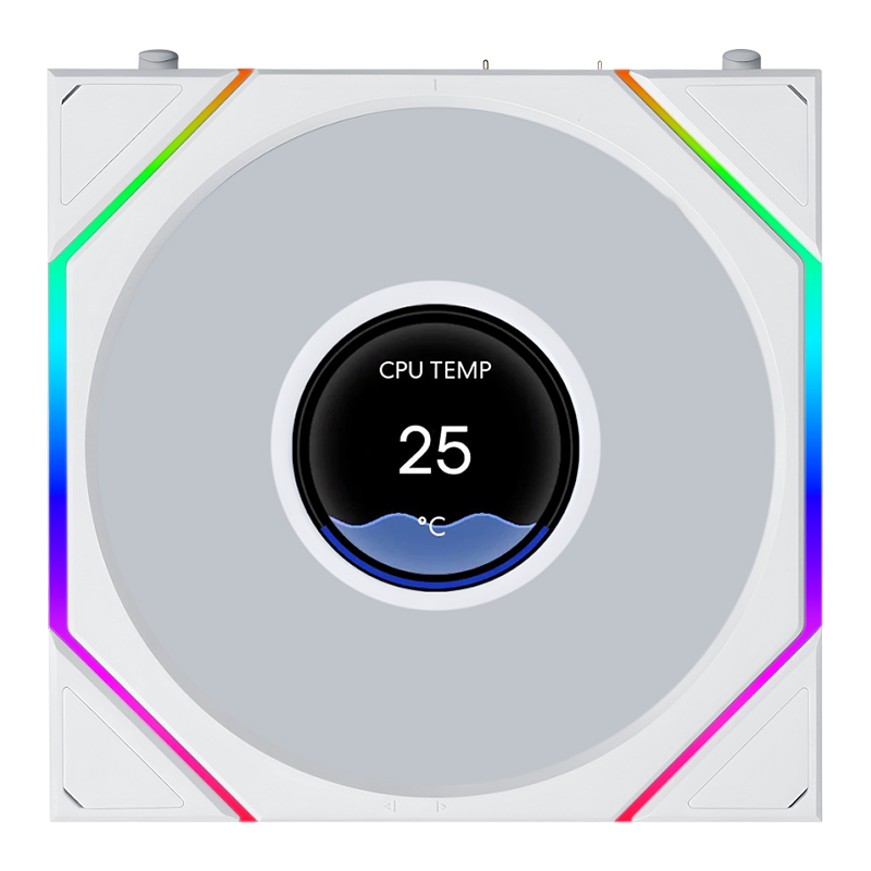 Lian Li Uni Fan TL 1.8in LCD Flex 2.4GHz Wireless 120mm ARGB Fan - White (12TLLCD1F1W)