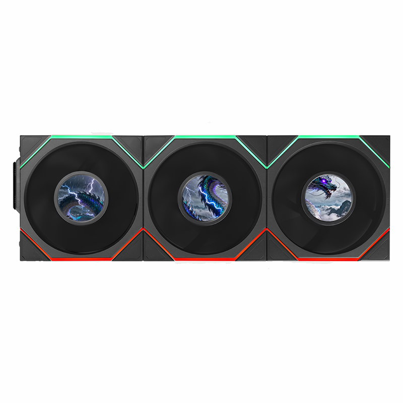 Lian Li Uni Fan TL 1.8in LCD Flex 2.4GHz Wireless 120mm Reverse Blade ARGB Fan 3 Pack - Black (12RTLLCD1F3B)