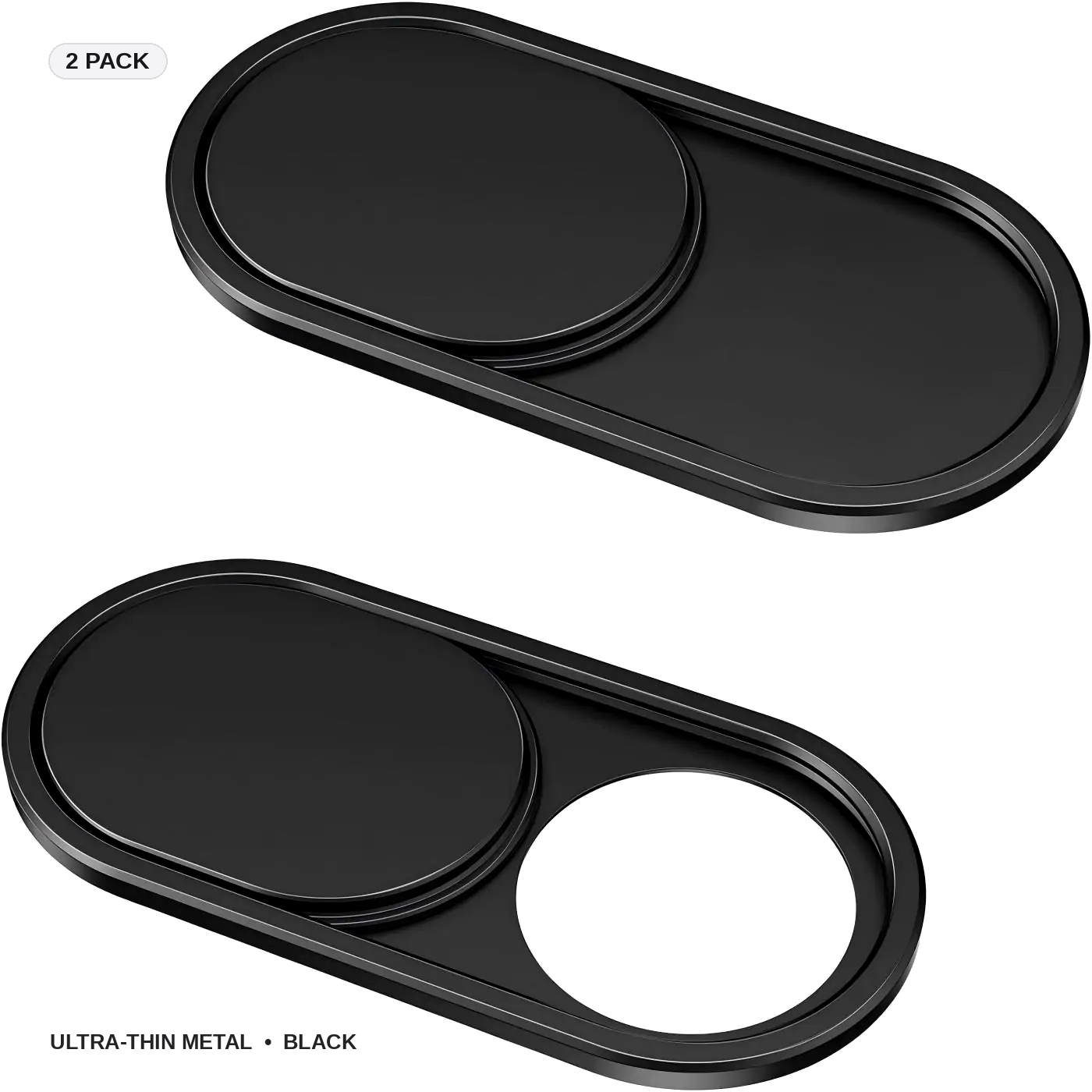 Metal Webcam Cover Slide, Ultra-Thin Camera Privacy Cover for Laptop, MacBook, Tablet, PC and Smartphone, Black (2 Pack)