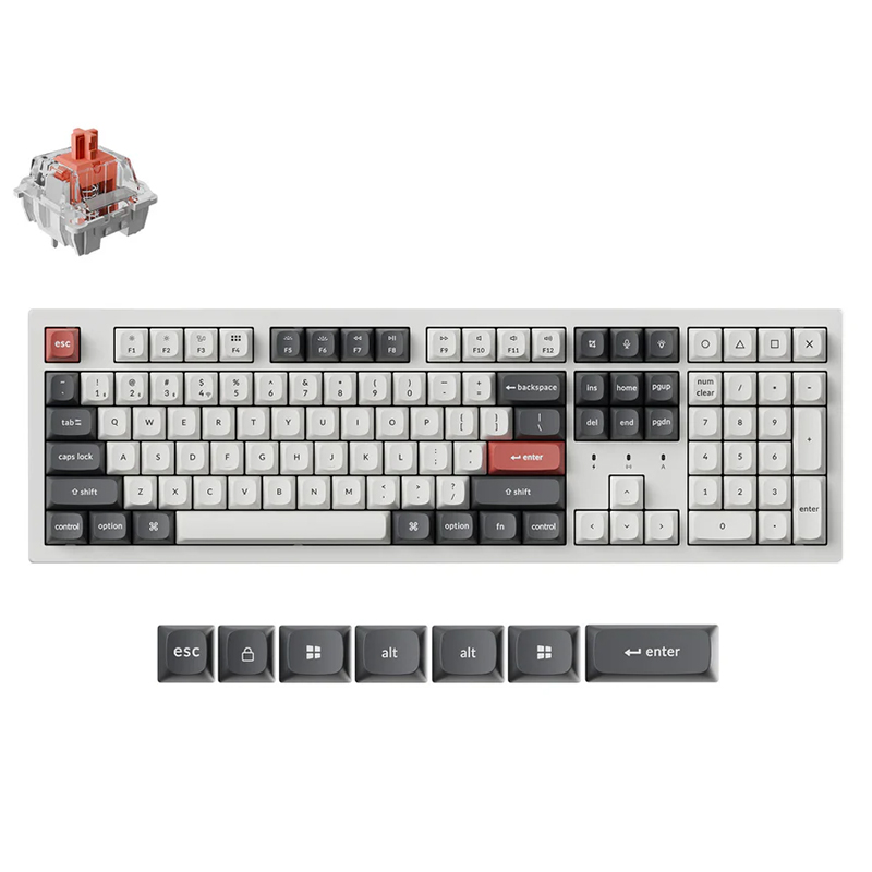 Keychron K10 Ultra 8K Wireless Custom Mechanical Keyboard White - Keychron Apex Silent Red Switch (KBKCK10UP6)
