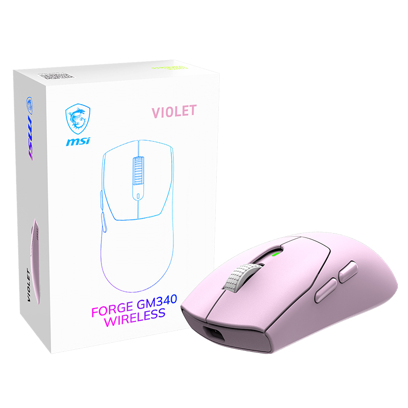 MSI Forge GM340 RGB Wireless Gaming Mouse - Violet (FORGE GM340 WIRELESS VIOLET)
