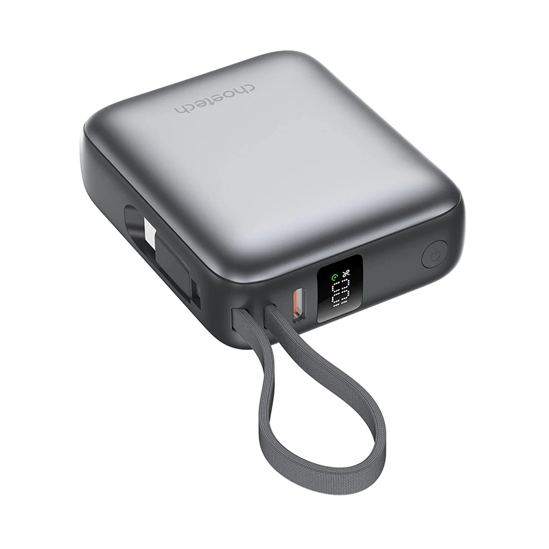 Choetech PowerLeap 10000mAh 35W Built-in USB-C Cable Mini Power Bank - Grey (CTB832GY)