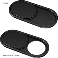 Metal Webcam Cover Slide, Ultra-Thin Camera Privacy Cover for Laptop, MacBook, Tablet, PC and Smartphone, Black (2 Pack)