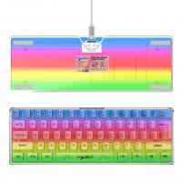V700 61-key wired membrane keyboard Full transparent gaming keyboard RGB backlight office keyboard mouse set 