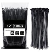 Outdoor-Tools-12-Inch-Zip-Ties-Cable-Ties-Black-100-Pack-Heavy-Duty-Zip-Ties-40LB-UV-Resistant-Nylon-Wire-Ties-Self-Locking-Plastic-Cable-Ties-for-Electrical-Ga-1