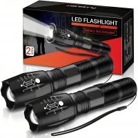 LED Flashlight 2 Pack, Bright Tactical Torch High Lumens 5 Modes, Waterproof Zoomable Flash Light for Outdoor, Birthday Gifts for Men, Dorm Room Hikin