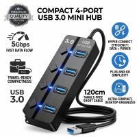 USB Hub 3.0, 4-Port High-Speed Splitter 1.2m, USB Expansion Hub for Laptop/Desktop/PC, Black