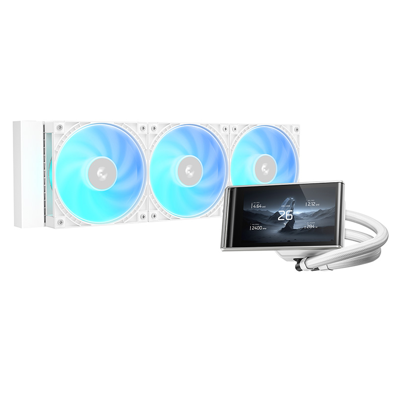 Deepcool LT360 Vision ARGB 360mm 4.5in LCD AIO Liquid CPU Cooler - White (R-LT360VISION-WHAMMC-G-1)