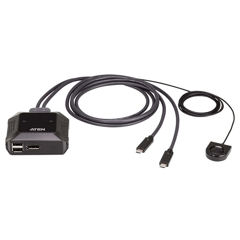 Aten 2-Port 4K DisplayPort USB-C Cable KVM Switch with Remote Port Selector (US3312-AT)