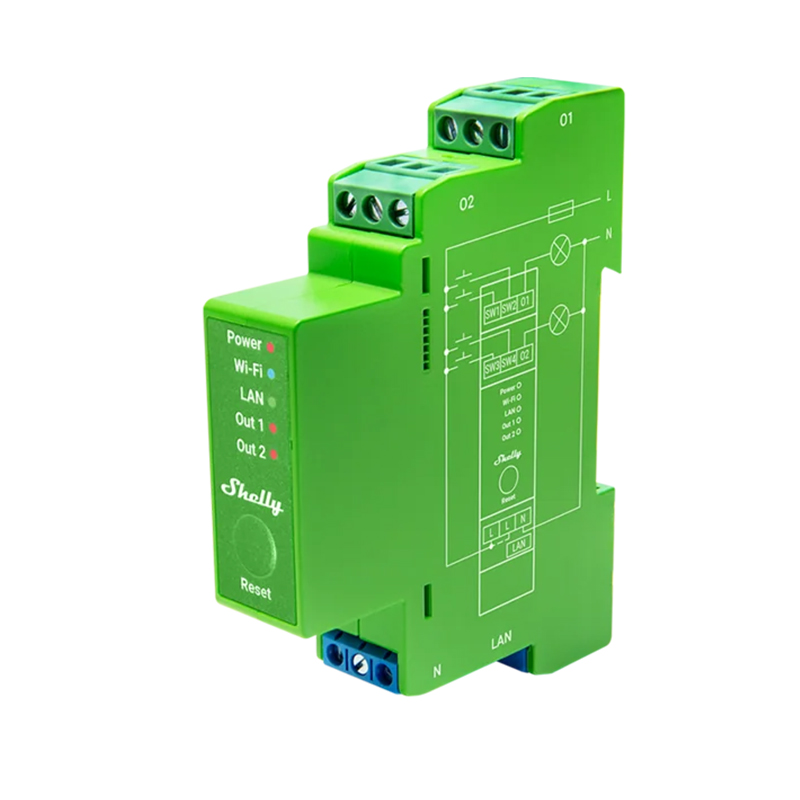 Shelly Pro Dimmer 2PM Professional 2-channel DIN Rail Smart Dimmer with Power Monitoring (SH-SHELLYPRODIM2PM)