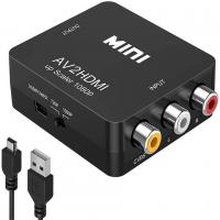 RCA AV to HDMI Converter, 1080P Mini Composite CVBS to HDMI Video Audio Adapter, Supports 720P/1080P for VCR, DVD, Retro Game Consoles | Augearix