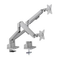 Brateck Dual Monitor Thin Gas Spring Monitor Arm Fit Most 17in-32in Monitors Up to 9kg - Matte Silver (LDT62-C024-SL)