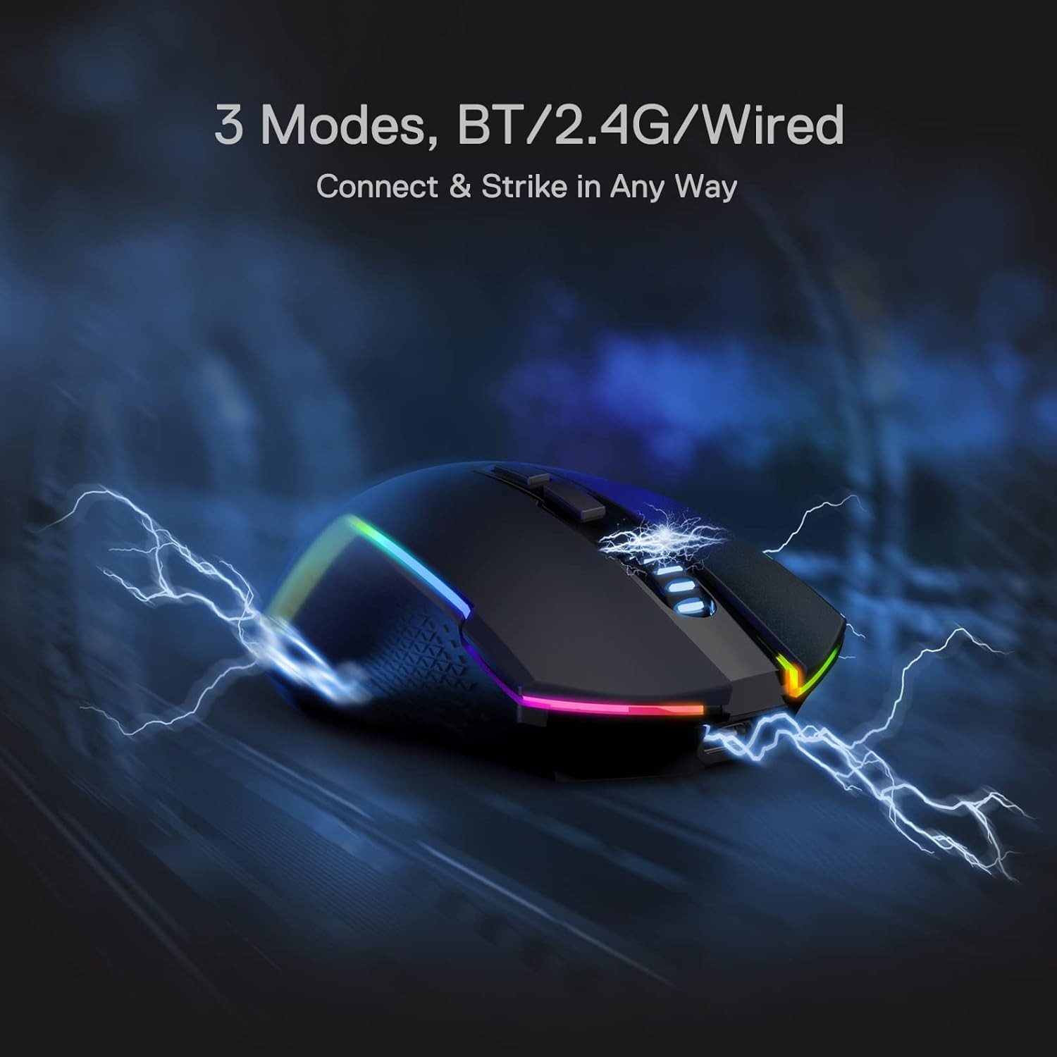Redragon M693 Wireless Bluetooth Gaming Mouse, 8000 DPI Wired/Wireless Gamer Mouse w/ 3-Mode Connection
