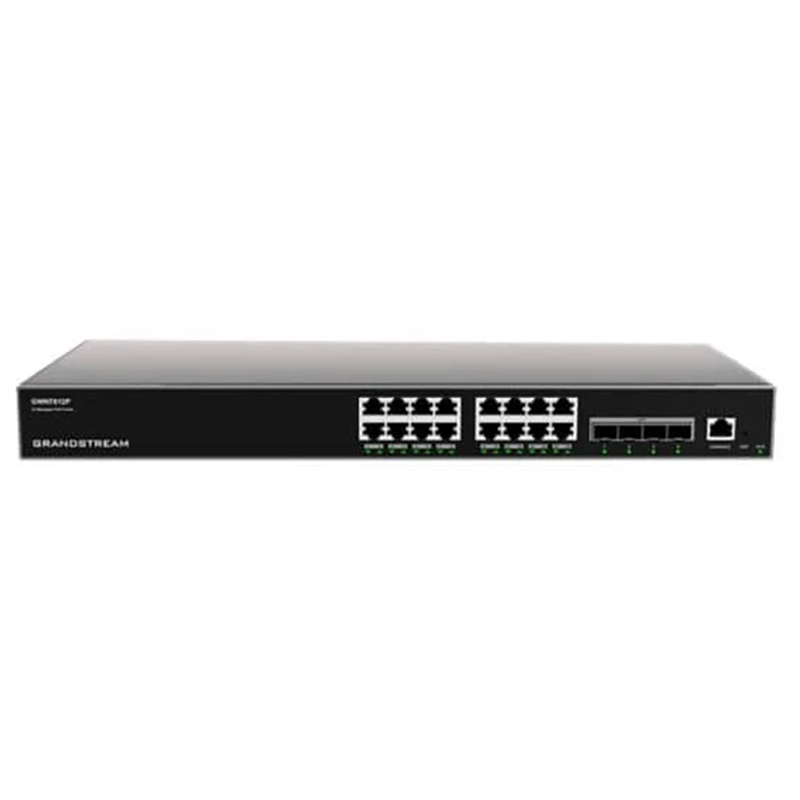 Grandstream GWN 16 Port Gigabit Ethernet + 4 Port 10G SFP+ Enterprise Layer 3 Managed PoE Network Switch (GWN7812P)