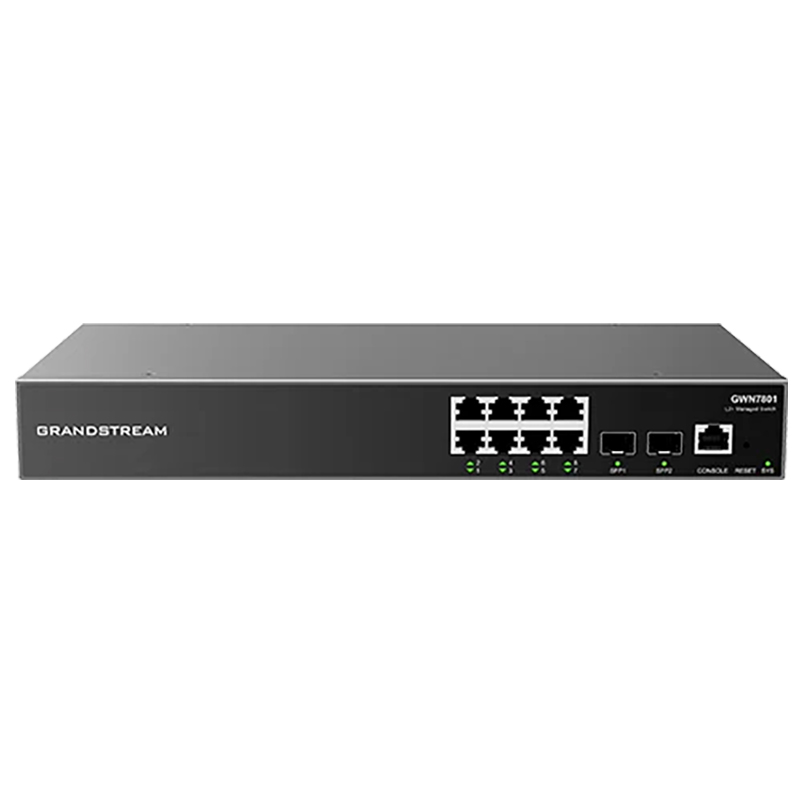 Grandstream GWN 8 Port Gigabit Ethernet +2 Port 1G SFP Enterprise Layer 2+ Managed Network Switch (GWN7801)