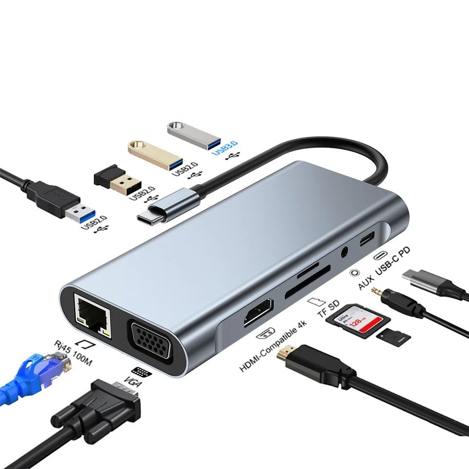 11-in-1 USB-C Multi-Function Laptop Docking Station (Suitable for Mobile Phones and Other Electronic Products)