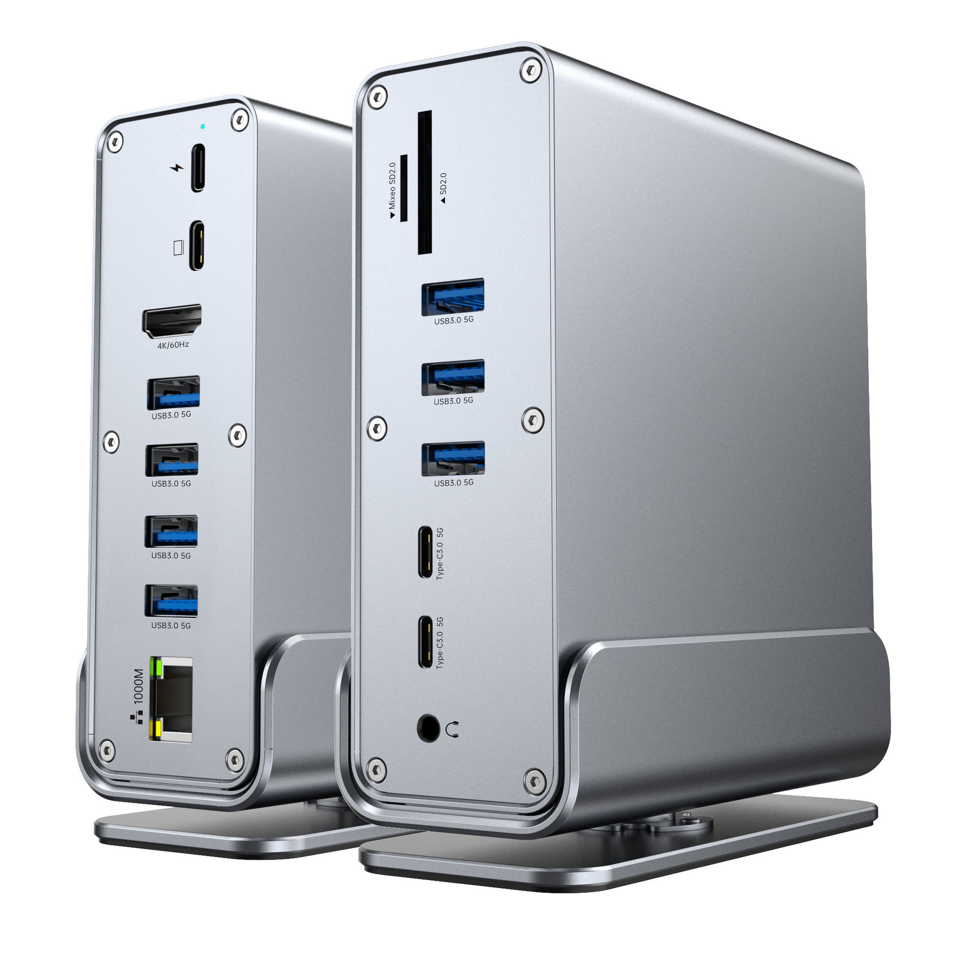 15-in-1 USB-C Dock | 4K@60Hz Display, Gigabit LAN, 100W PD, USB3.2, SD/TF & Audio|Augearix