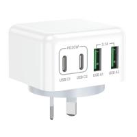 4 Port 40W PD Fast Charger AU Plug, 2 USB-C PD 20W + 2 USB-A Multi Port Wall Charger, Type C Power Adapter for iPhone, Samsung | Augearix