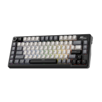 RK ROYAL KLUDGE L75 Gasket Mount Mechanical Knob/Macro Keys & Touchable Nameplate, Tri-Mode 75% TKL Wireless Hot Swappable Keyboard,Knight Black