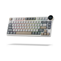 RK ROYAL KLUDGE N80 Low Profile 75% Top Mount 3-Modes Wireless Mechanical Keyboard w/Smart Display Screen & Knob, Quiet Red Switch