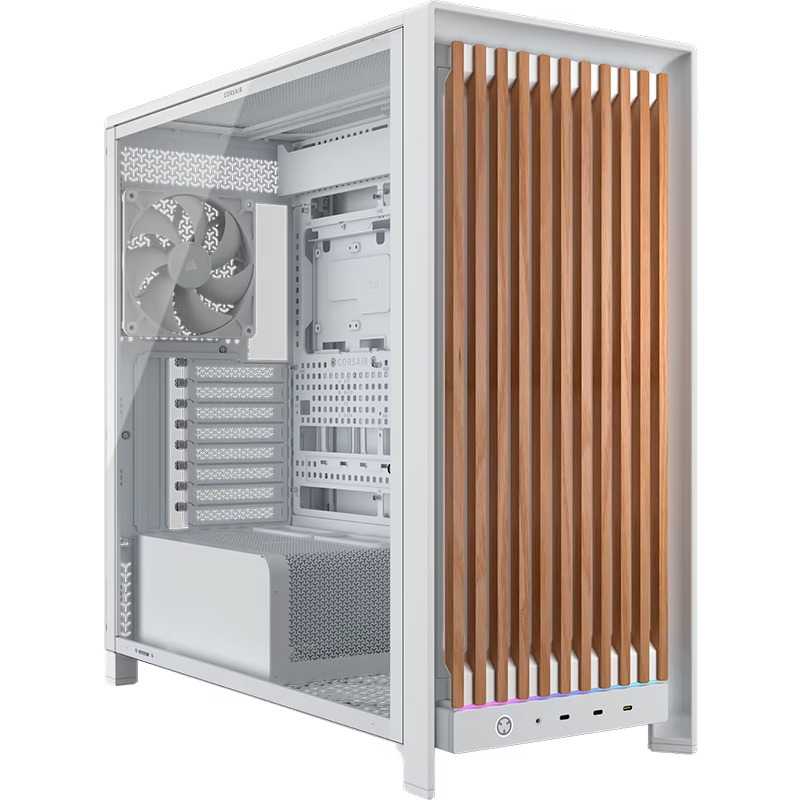 Corsair FRAME 5000D WOOD RS Modular TG Mid-Tower E-ATX Case - White/Oak (CC-9011354-WW)