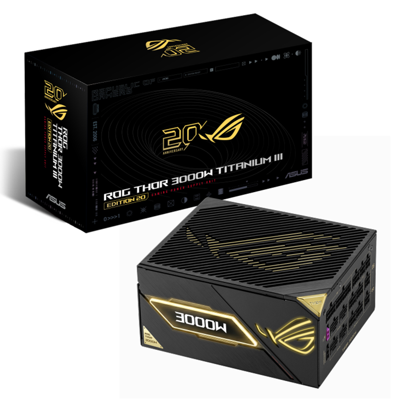 Asus ROG Thor 3000W Titanium III Edition 20 (ROG Equalizer) 80+ Titanium ATX 3.1 ATX12V Power Supply (ROG-THOR-3000T3-GAMING-20TH)