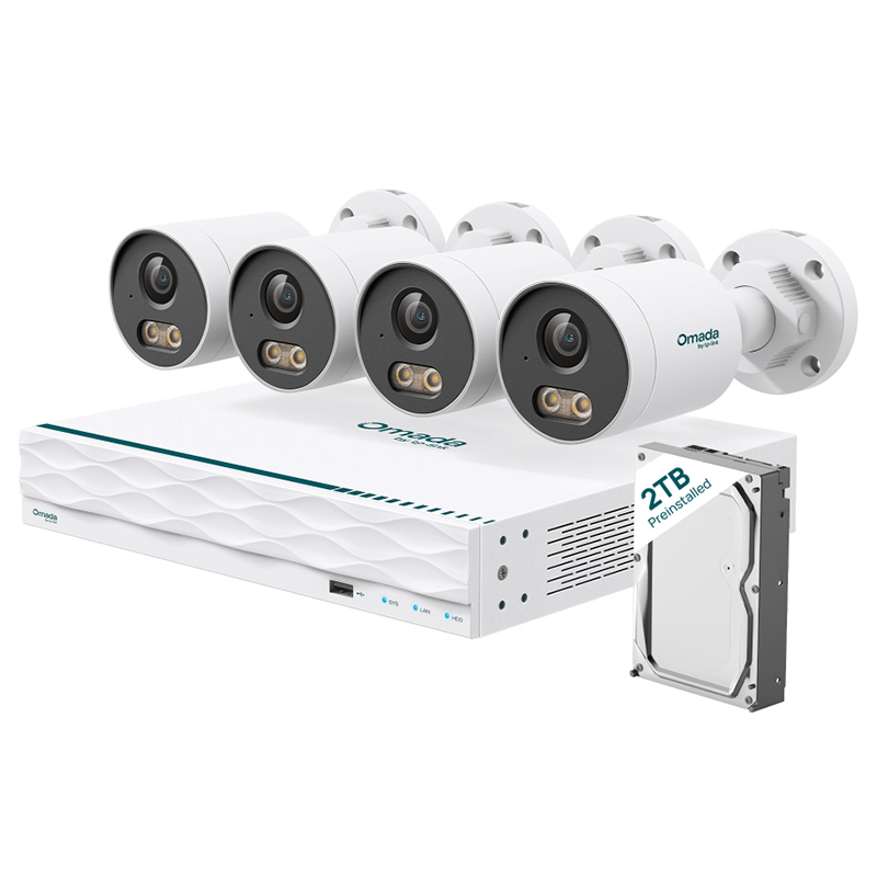 TP-Link Omada 5MP Bullet PoE Security Camera System with 2TB HDD 4-Camera with 16 Channel NVR (OMADA-B5S4-2T)