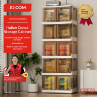 JD Italian Cocoa Storage Cabinet Pre-assembled Stacking Wardrobe [Shared Top] 64cm Width 5 Layers