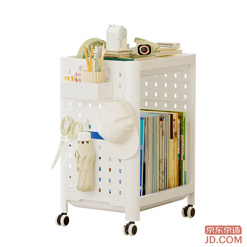 JD Simple Bag Organizer Mobile Cart Under-Desk Bookshelf Snack Storage Rack 2-Tier