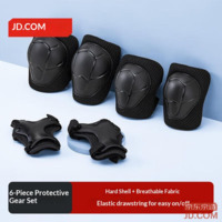 JD Kids Protective Gear Skating Skateboard Balance Car Protection Gear Set for Knees Elbows Wrists 6 pieces Black
