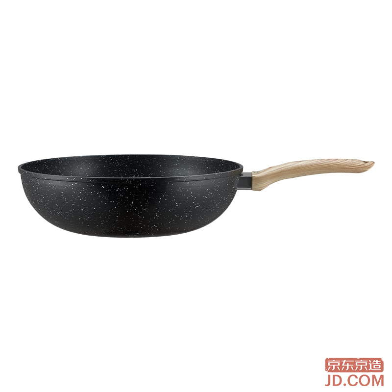 JD Frying Pan, Deep Maifan Stone Color Non-stick Multi-use Pan for Home, Compatible with Induction and Gas Stoves, 30cm, No Lid