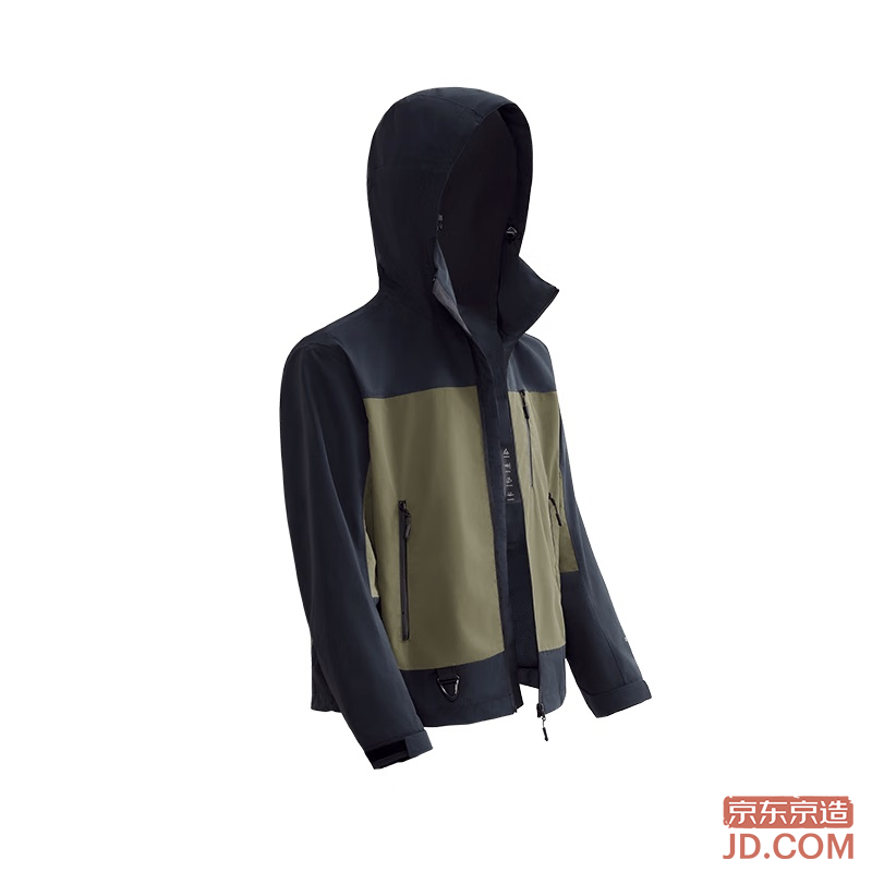 JD Pangolin 700 Fall/Winter High Durability Waterproof Shell Jacket Black/Green S for Men/Women