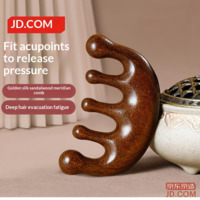 JD Hair Care Massage Comb Gold Sandalwood Head Meridian Massager Unisex Scalp Gift for Women