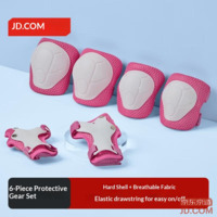 JD Children's Skating Protective Gear Set: Knee, Elbow, Wrist Pads (6 Pieces) - Pink