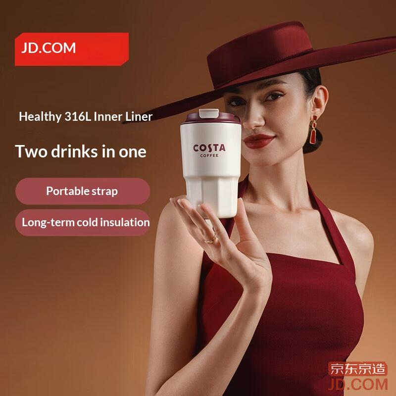 JD Insulated Cup [COSTA Collaboration] Coffee Cup 316L Stainless Steel Unisex Water Bottle 460ml