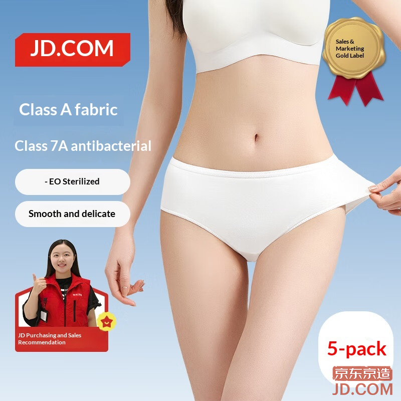 JD 7A Antibacterial Disposable Underwear for Women, Maternity, Silky No-Wash Travel Pack, 5 XL