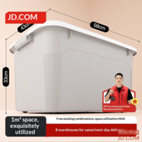 JD MAX Series Clothing Storage Box Plastic Organizer with Grooves Stackable External Volume 80L (58*43*33)