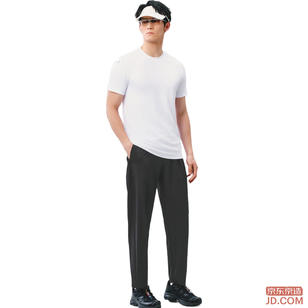 JD Quick-Dry Stretch Men's Pants Running Long Fitness Sports Pants Woven Straight Trousers Black S